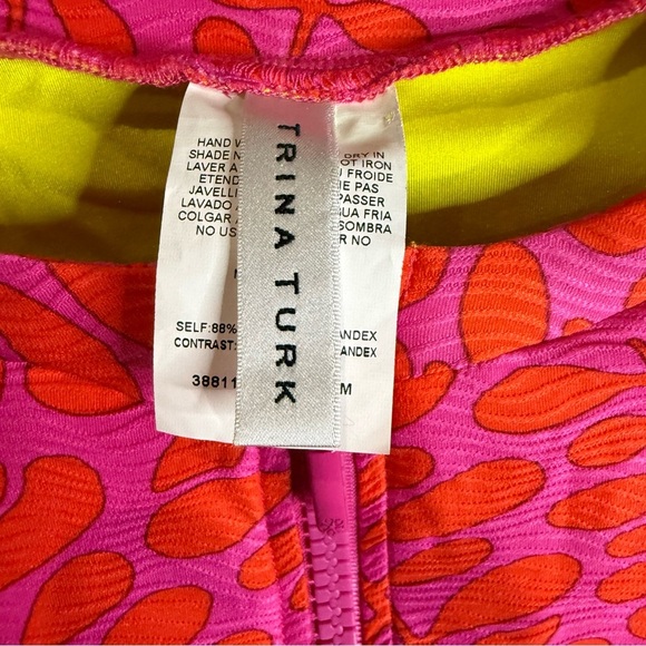 Pink and Orange Long Sleeve One Piece Swimsuit - Picture 6 of 14